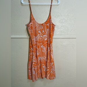 Echo Orange and White Floral Hawaiian Print Flowy Sun Dress Size Medium NWT